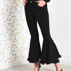 George J Love black extra-wide legged jeans- Sz-M-US 8